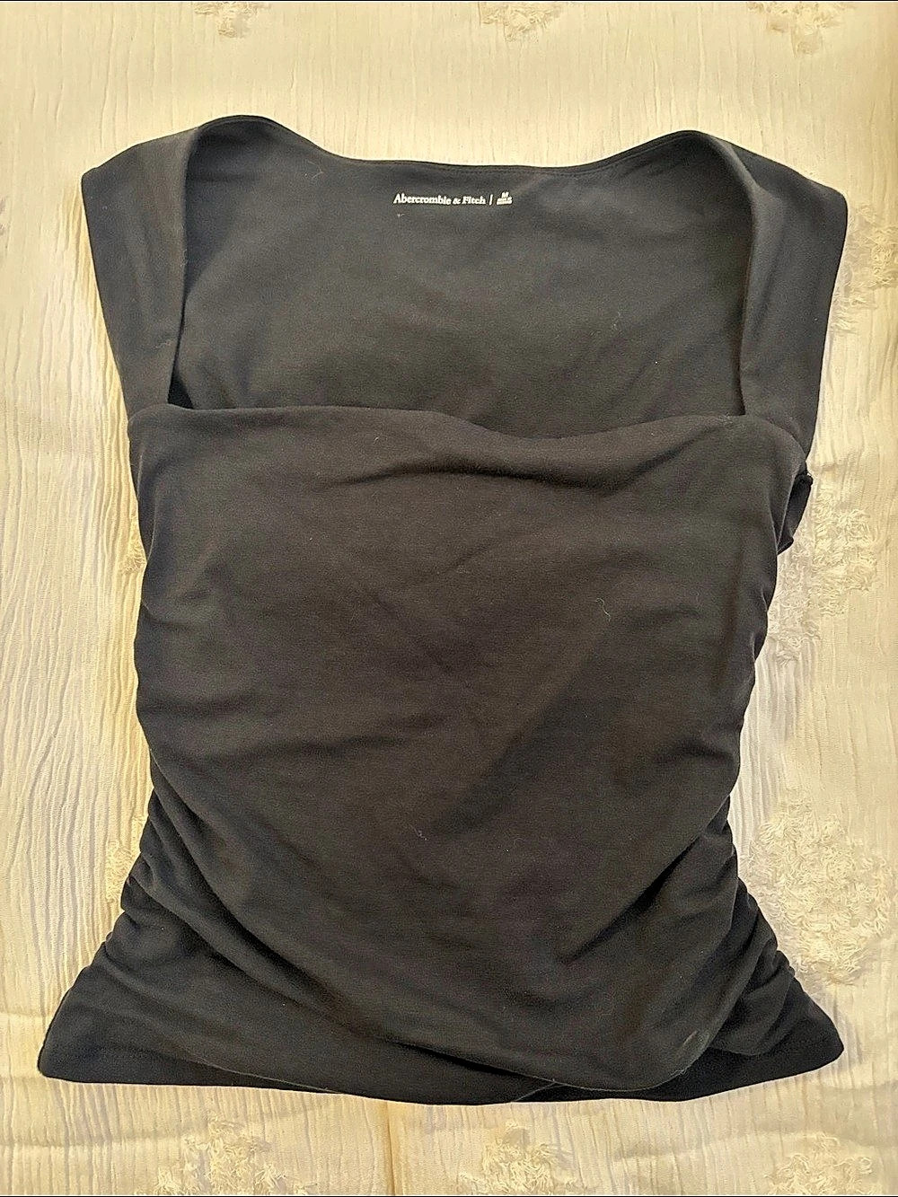 Abercrombie & Fitch Ruched Black Tank Top Size Medium